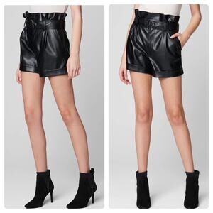 Blank NYC High Waist Faux Leather Paper Bag Shorts Black 
·